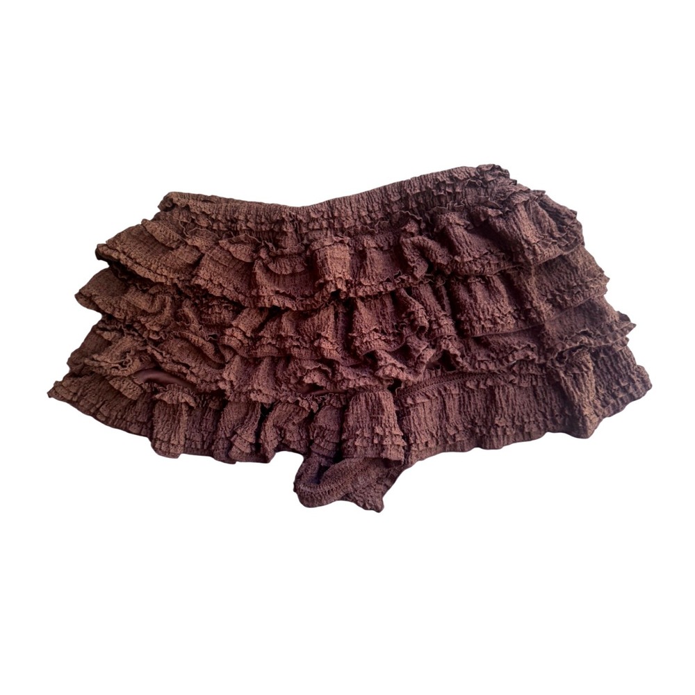 Brown Ruffle Shorts Lace Bloomers Coquette Frilly Whimsy Y2K Blue Riot Small